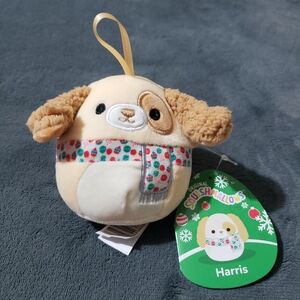 Harris Dog Puppy 3.5" Squishmallows plush Christmas ornament NWT 2023